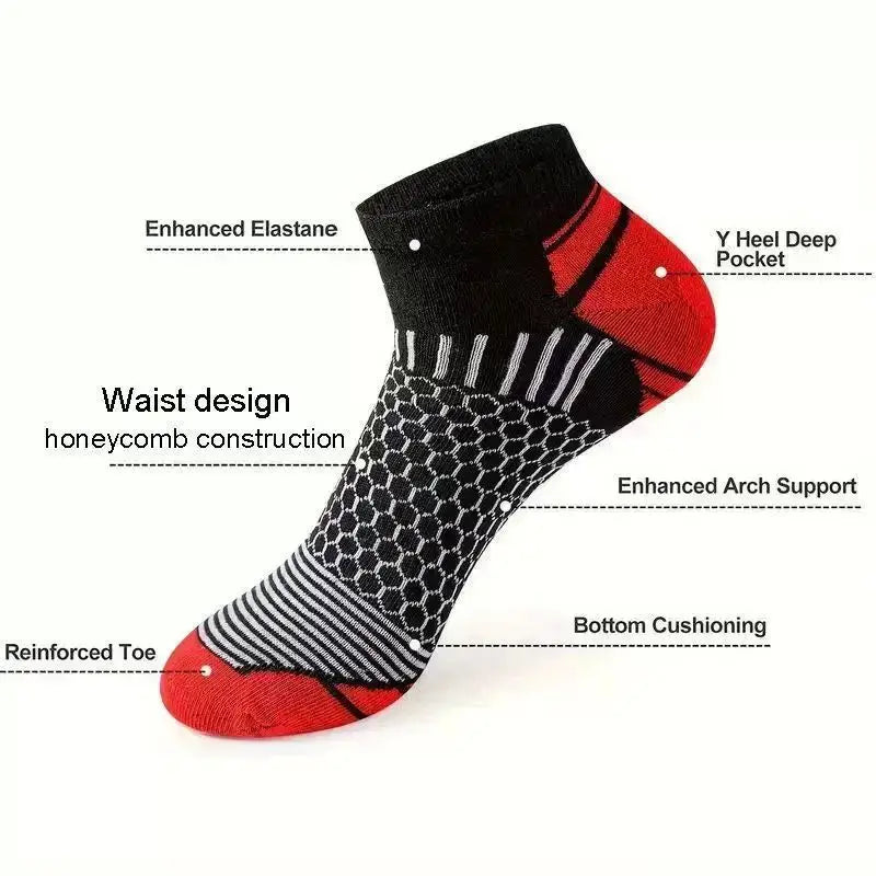 6 pairs Men's Short Sports Socks - Moisture-Wicking, Breathable,