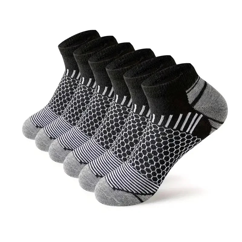 6 pairs Men's Short Sports Socks - Moisture-Wicking, Breathable,