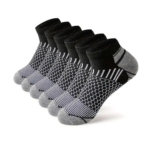 6 pairs Men's Short Sports Socks - Moisture-Wicking, Breathable,