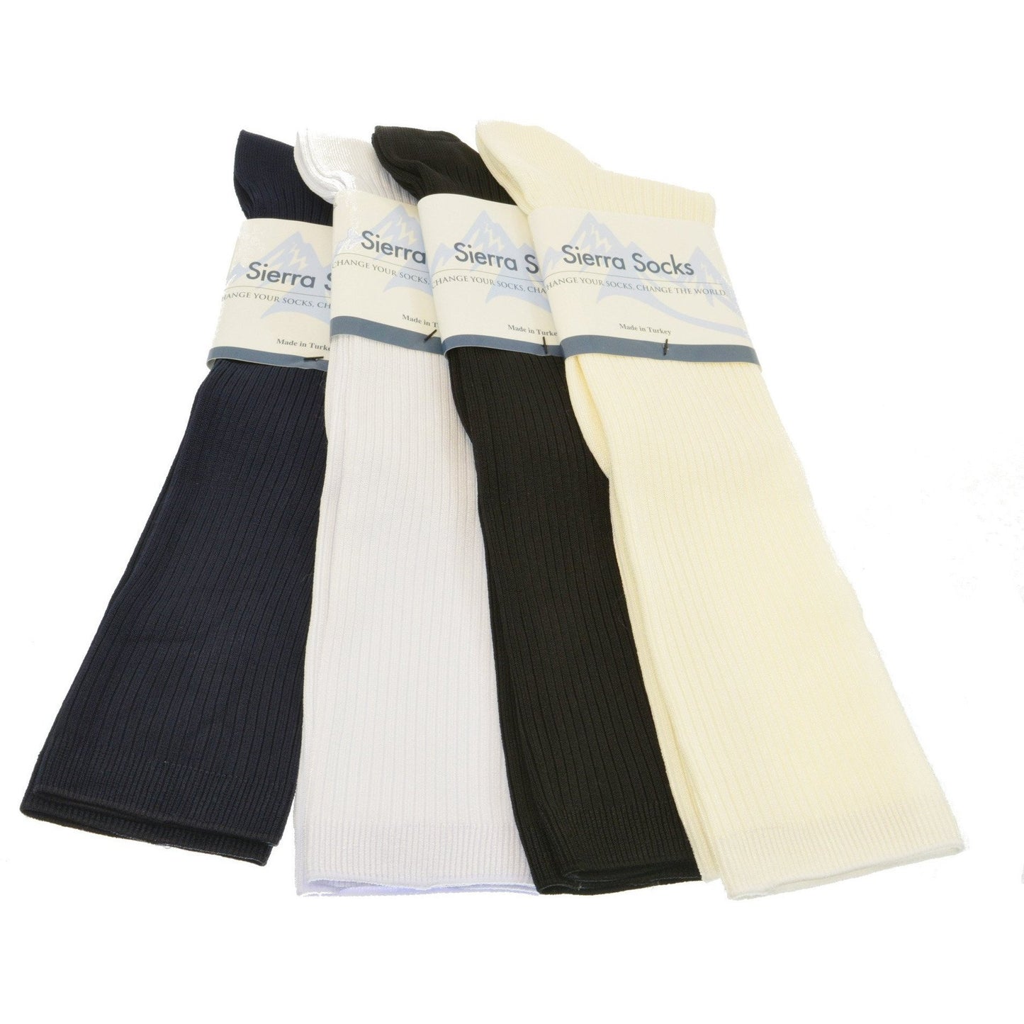 Knee High Women's Socks in Ribbed Rayon 2 Pair Pack Silky Socks for