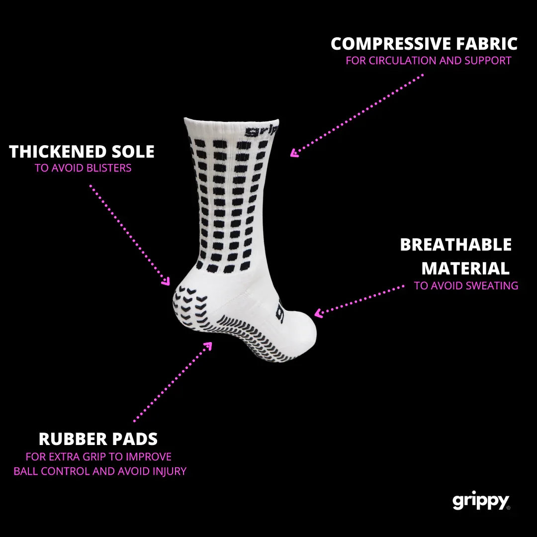 Grippy White Football Grip Socks