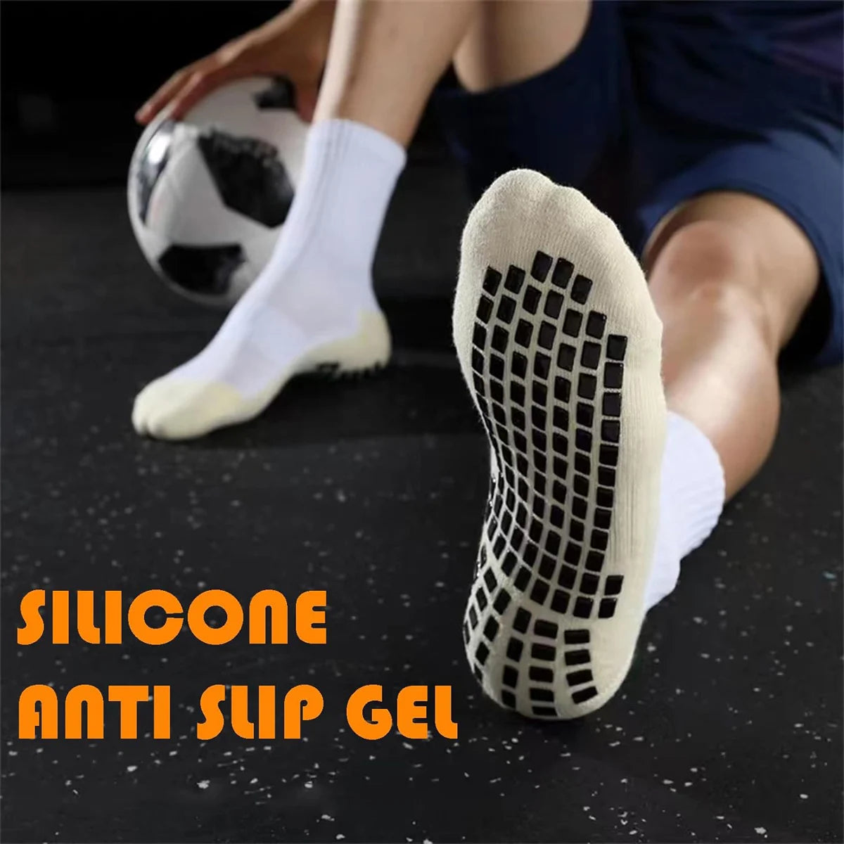 4 Pairs Anti-slip Football Socks Men Woman Non-slip Soccer Basketball