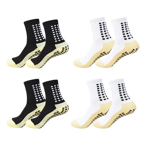 4 Pairs Anti-slip Football Socks Men Woman Non-slip Soccer Basketball
