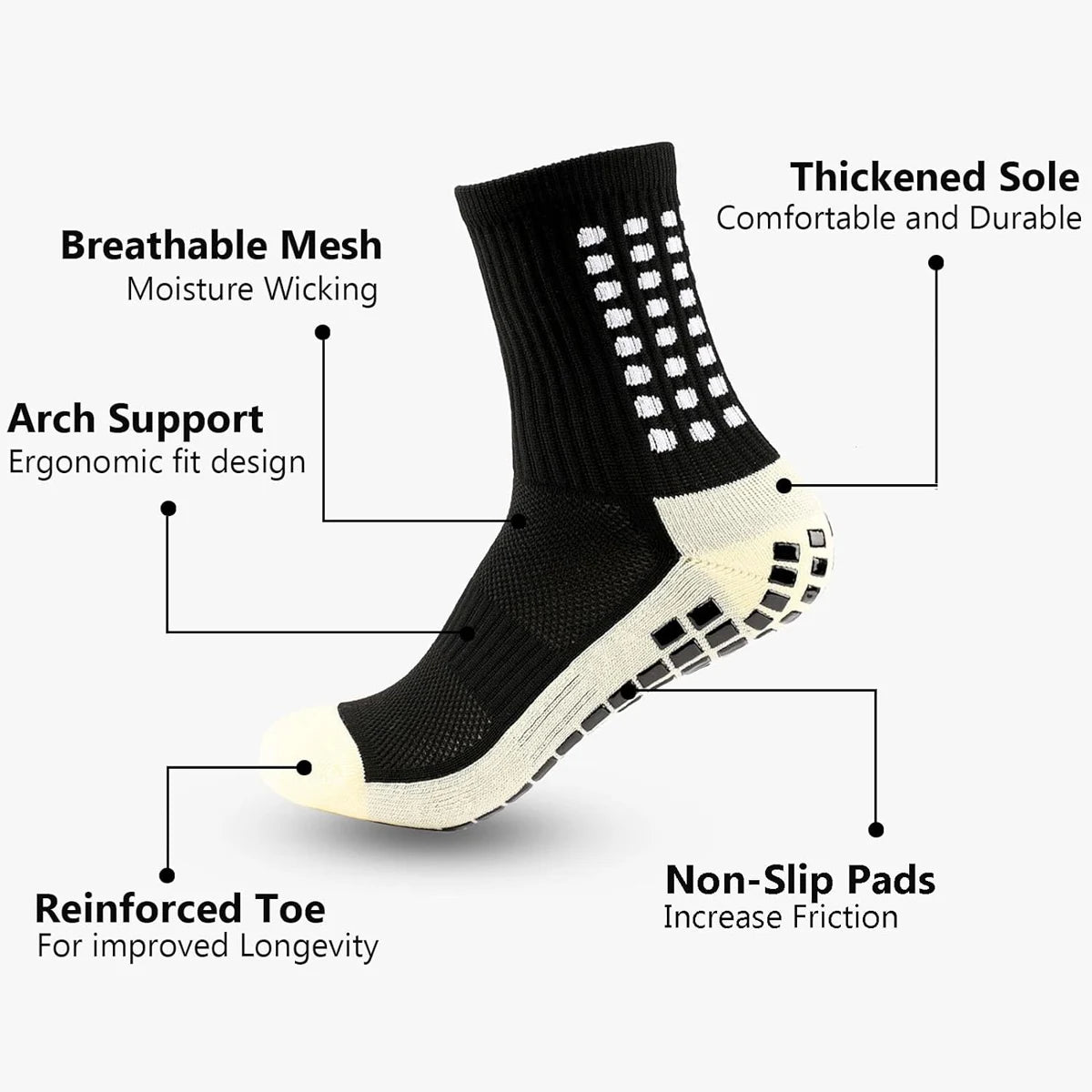 4 Pairs Anti-slip Football Socks Men Woman Non-slip Soccer Basketball