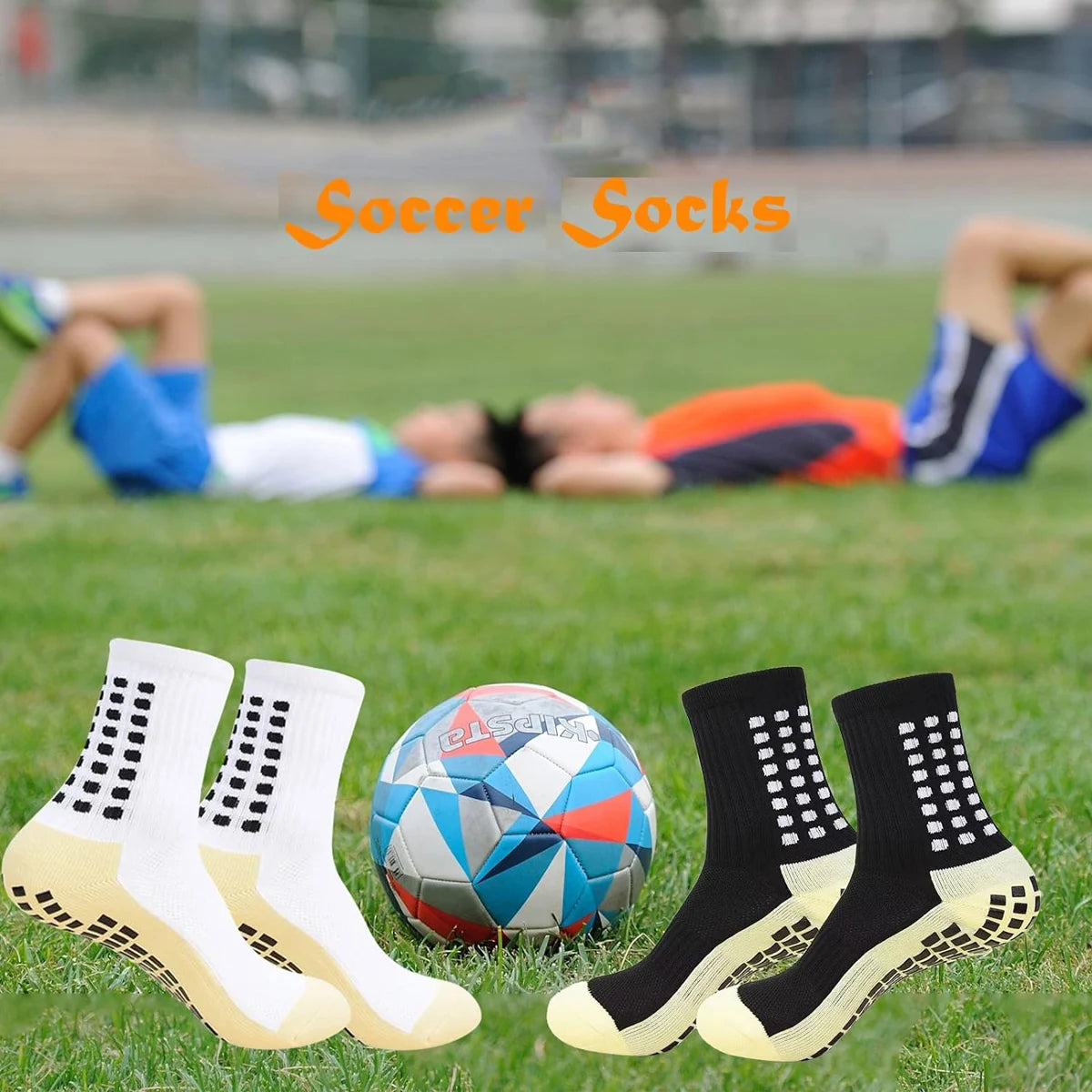 4 Pairs Anti-slip Football Socks Men Woman Non-slip Soccer Basketball