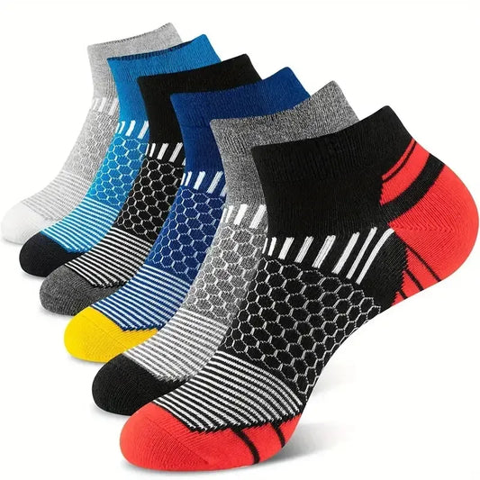 6 pairs Men's Short Sports Socks - Moisture-Wicking, Breathable,